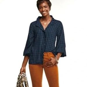 CAbi Top Blue and Black check Aberdeen NWOT XL